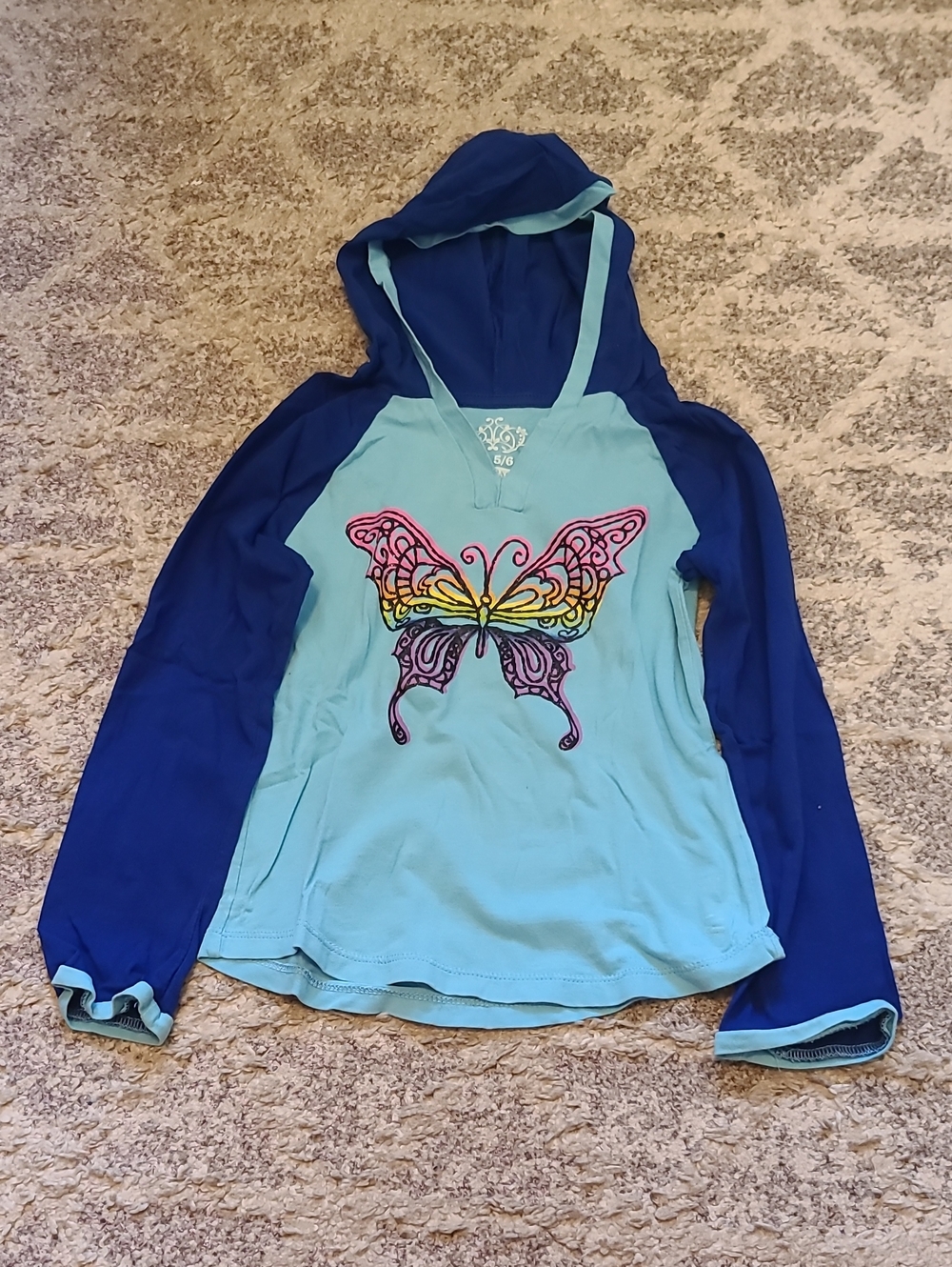 10 for $25 - The Children's Place Girls Small 5/6 Blue Long Sleeve Hooded Shirt
